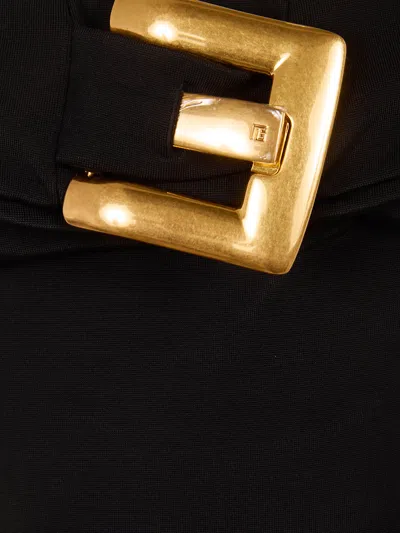 Balmain Belted Bustier Compact Jersey Long Dress Clothing In Black