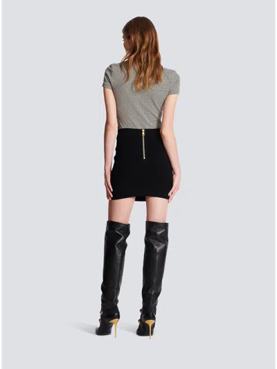 Balmain Button-embellished Wool-twill Mini Skirt In Black