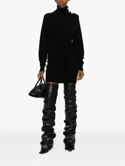 Balmain Cashmere And Wool Mini Dress In Black