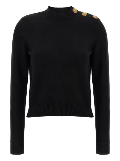 Balmain Eco-cashmere Button Sweater Sweaters And Cardigans Black In Black