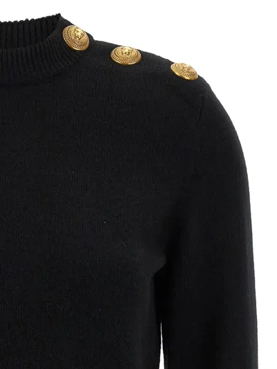 Balmain Eco-cashmere Button Sweater Sweaters And Cardigans Black In Black