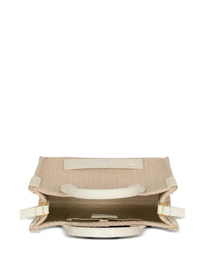 Balmain B-army Small Monogrammed Canvas And Leather Tote Bag In Metallic