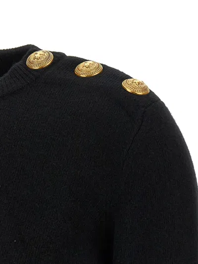 Balmain Eco-cashmere Button Sweater Sweaters And Cardigans Black In Black