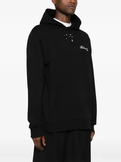 Balmain Signature Hooded Sweatshirt In Black