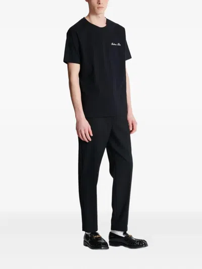 Balmain Logo Embroidered Crewneck T-shirt In Black