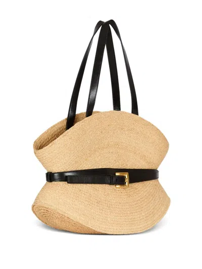 Balmain Medium Structured Shoulder Bag With Woven Texture