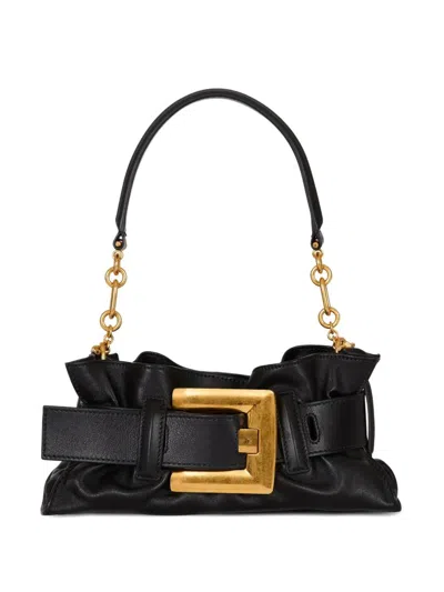 Balmain Mini Anthem Bag In Embossed Crocodile-print Calfskin In Black