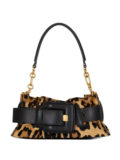 Balmain Anthem Mini Ponyskin-style Leopard Print Bag In Brown