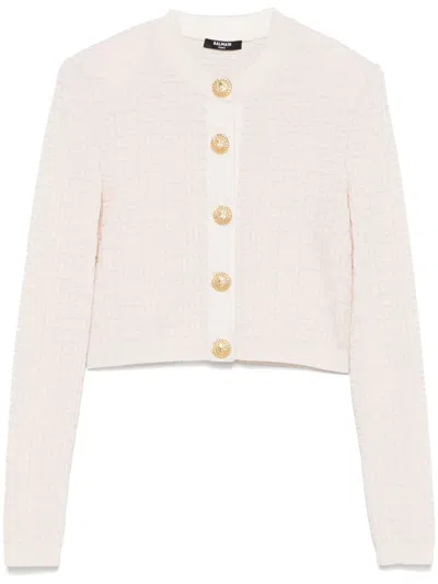 Balmain Nude Pb Labyrinth Cardigan In White