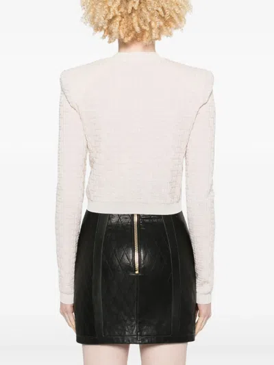Balmain Nude Pb Labyrinth Cardigan In White