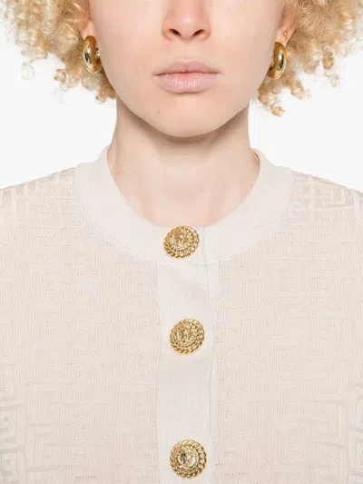Balmain Nude Pb Labyrinth Cardigan In White