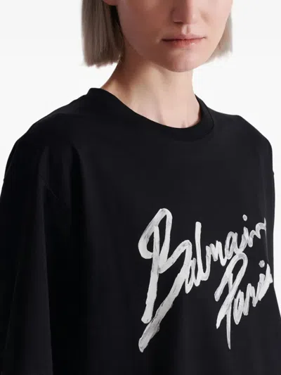 Balmain Logo-print Cotton T-shirt In Black