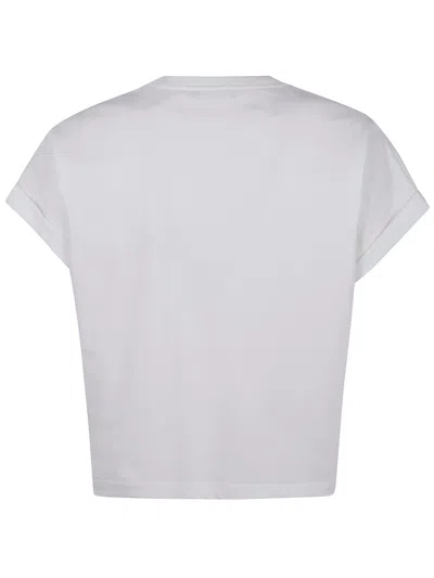 Balmain Paris Logo Cropped Crew Neck T Shirt In White