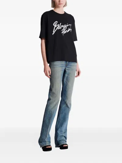 Balmain Logo-print Cotton T-shirt In Black