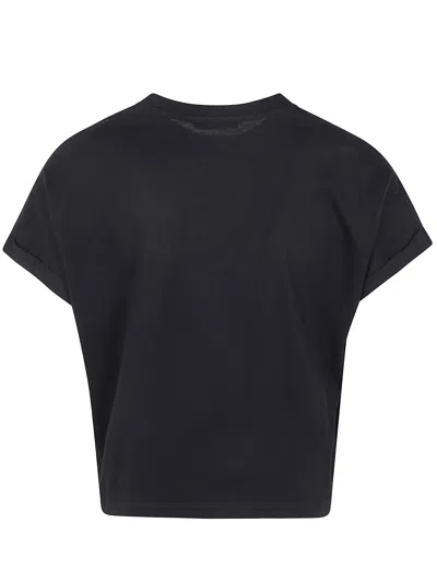 Balmain Logo Cotton Cropped T-shirt In Black