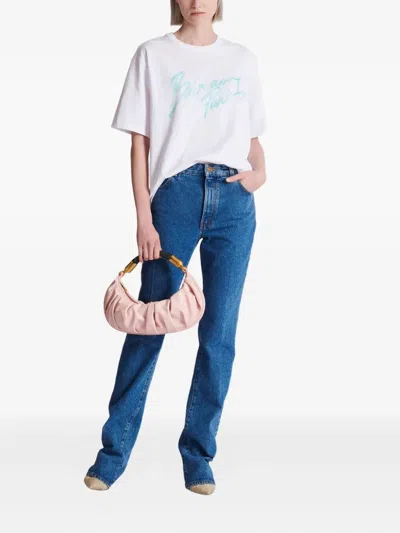 Balmain Oversized White T-shirt With Logo Print Women In Multi