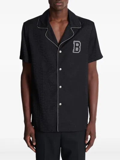 Balmain Varsity Style Shirt Featuring Contrast Piping In Black