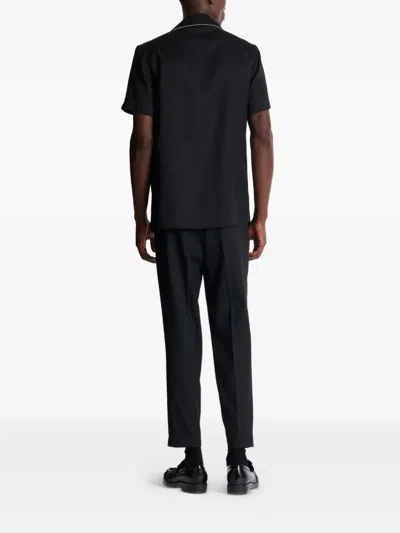 Balmain Varsity Style Shirt Featuring Contrast Piping In Black
