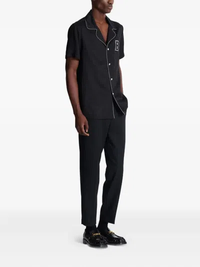 Balmain Varsity Style Shirt Featuring Contrast Piping In Black