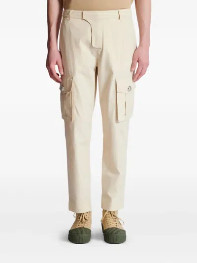 Balmain Cargo Cotton Pants Pockets In Neutral