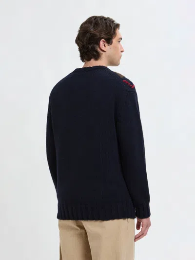 Baracuta Crewneck Argyle Lambswool Blend Clothing In Black