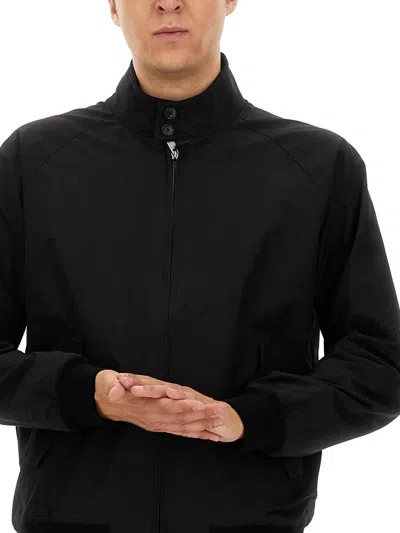Baracuta Harrington Style Jacket With Ribbed Accents In Black