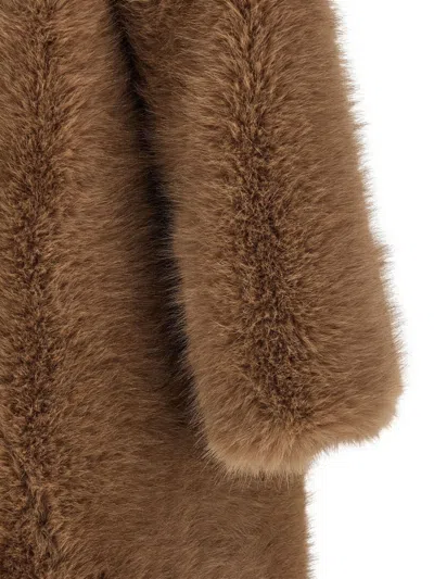 Bb Couture Biscuit Ecofur Coat In Brown
