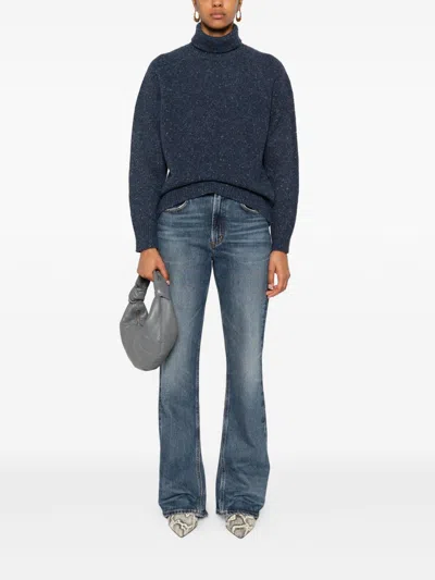 Beyou Long-sleeve Turtleneck Sweater In Blue