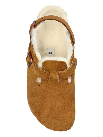 Birkenstock Tokio Shearling Suede Slippers In Animal Print