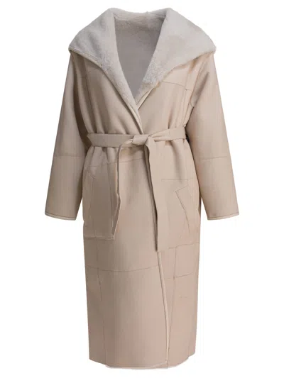 Blancha Hooded Coat With Belted Waist And Pockets In Gray