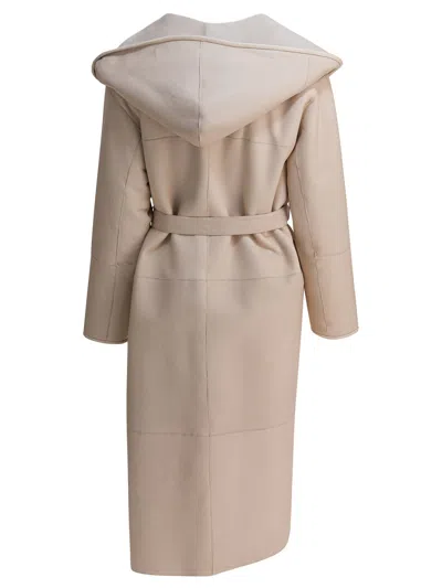 Blancha Hooded Coat With Belted Waist And Pockets In Gray