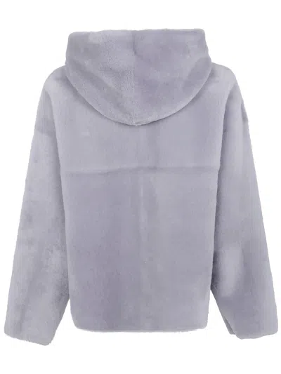 Blancha Straight "merino Shearling" Jacket Clothing In Blue