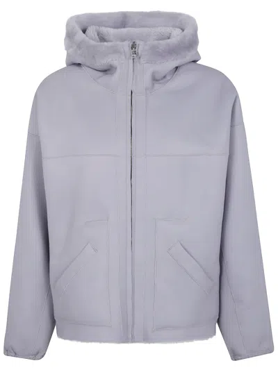 Blancha Straight "merino Shearling" Jacket Clothing In Blue