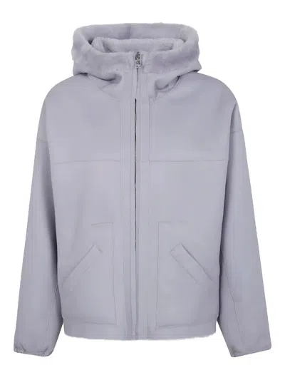 Blancha Straight "merino Shearling" Jacket Clothing In Blue