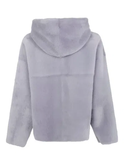 Blancha Straight "merino Shearling" Jacket Clothing In Blue