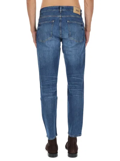 Hugo Boss Boss Blue Cotton-blend Jeans In Blue