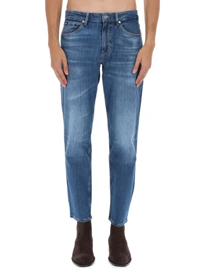 Hugo Boss Boss Blue Cotton-blend Jeans In Blue