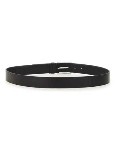 Hugo Boss Adjustable Leather Belt For Versatile Wear In Black