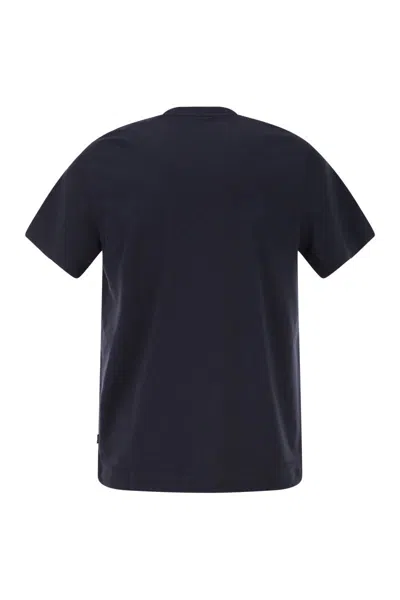 Hugo Boss Boss Men Cotton Jersey T-shirt With Logo In Blue