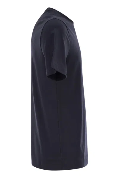 Hugo Boss Boss Men Cotton Jersey T-shirt With Logo In Blue