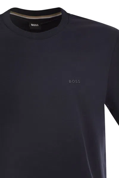 Hugo Boss Boss Men Cotton Jersey T-shirt With Logo In Blue