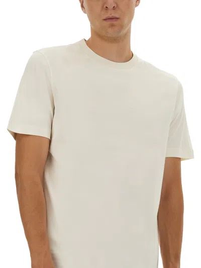 Hugo Boss Boss Mens White Crewneck Embroidered Branding Cotton-jersey T-shirt