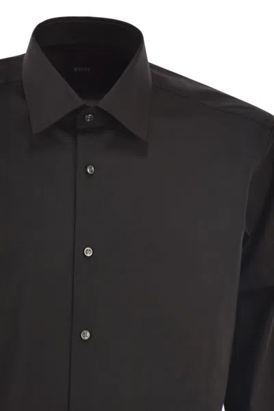 Hugo Boss Boss Men Slim Fit Shirt In Easy-iron Stretch Cotton Poplin In Black
