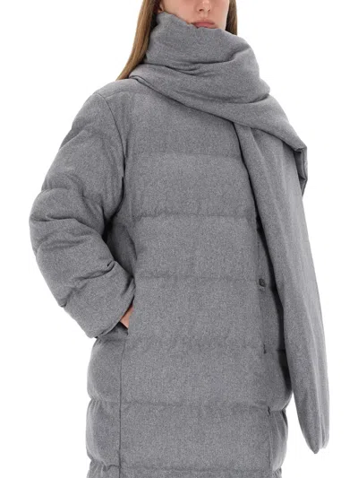 Hugo Boss Boss Reversible Coat With Scarf In Gray