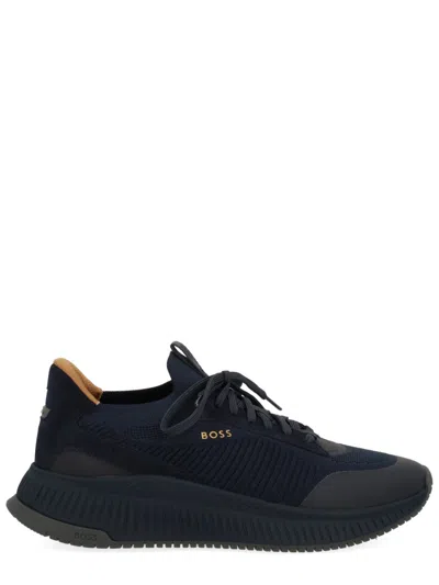 Hugo Boss Modern Mesh Sneakers Contrast Sole In Black