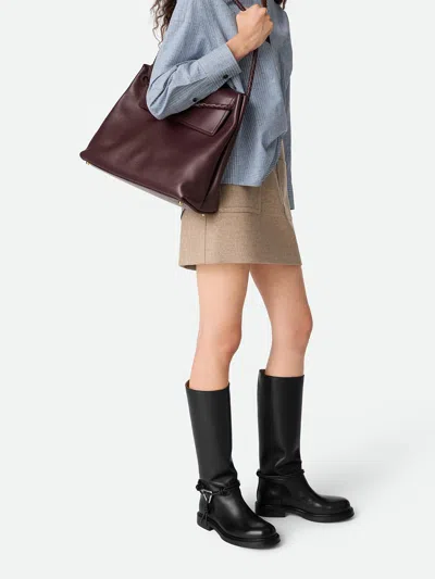 Bottega Veneta Knee High Boot Braided Strap Detail In Black