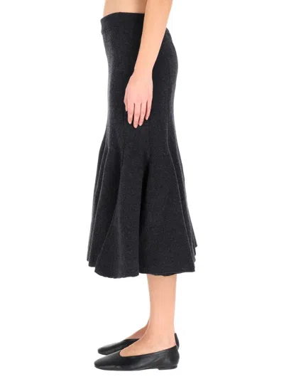 Bottega Veneta Cashmere Midi Skirt In Black
