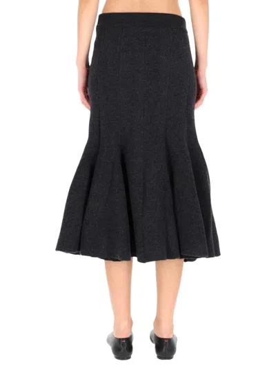 Bottega Veneta Cashmere Midi Skirt In Black
