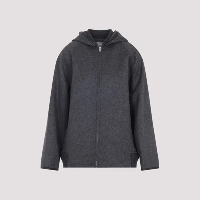 Bottega Veneta Double Face Wool Blouson In Gray