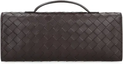 Bottega Veneta Women Leather Andiamo Clutch With Intrecciato Motif In Black